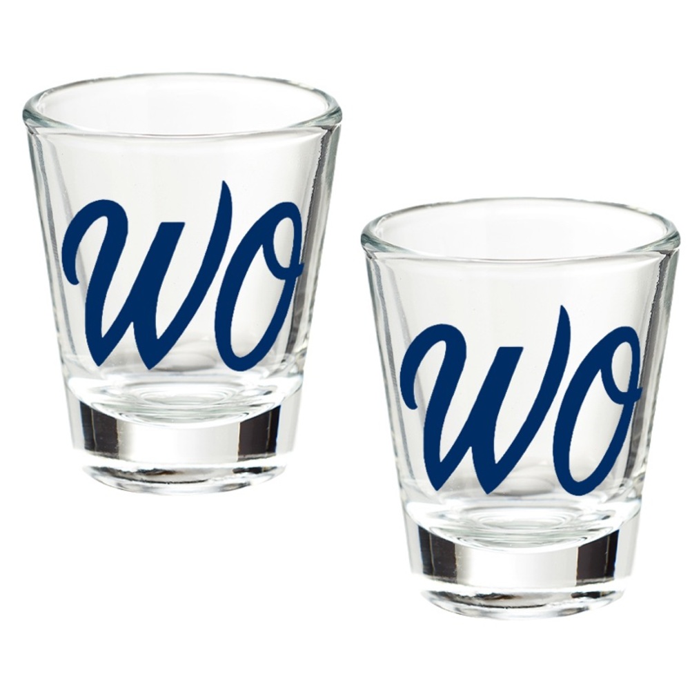 NEW Rare White Owl Cigar Promotion Blue WO Shot Glasses 1.75oz. Limited Edition